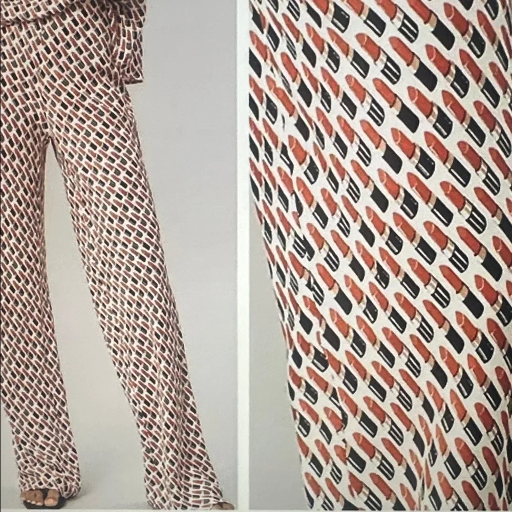 Anthropologie The Tilda Pants: Lipstick Print in  Size Small Tall - Picture 2 of 7